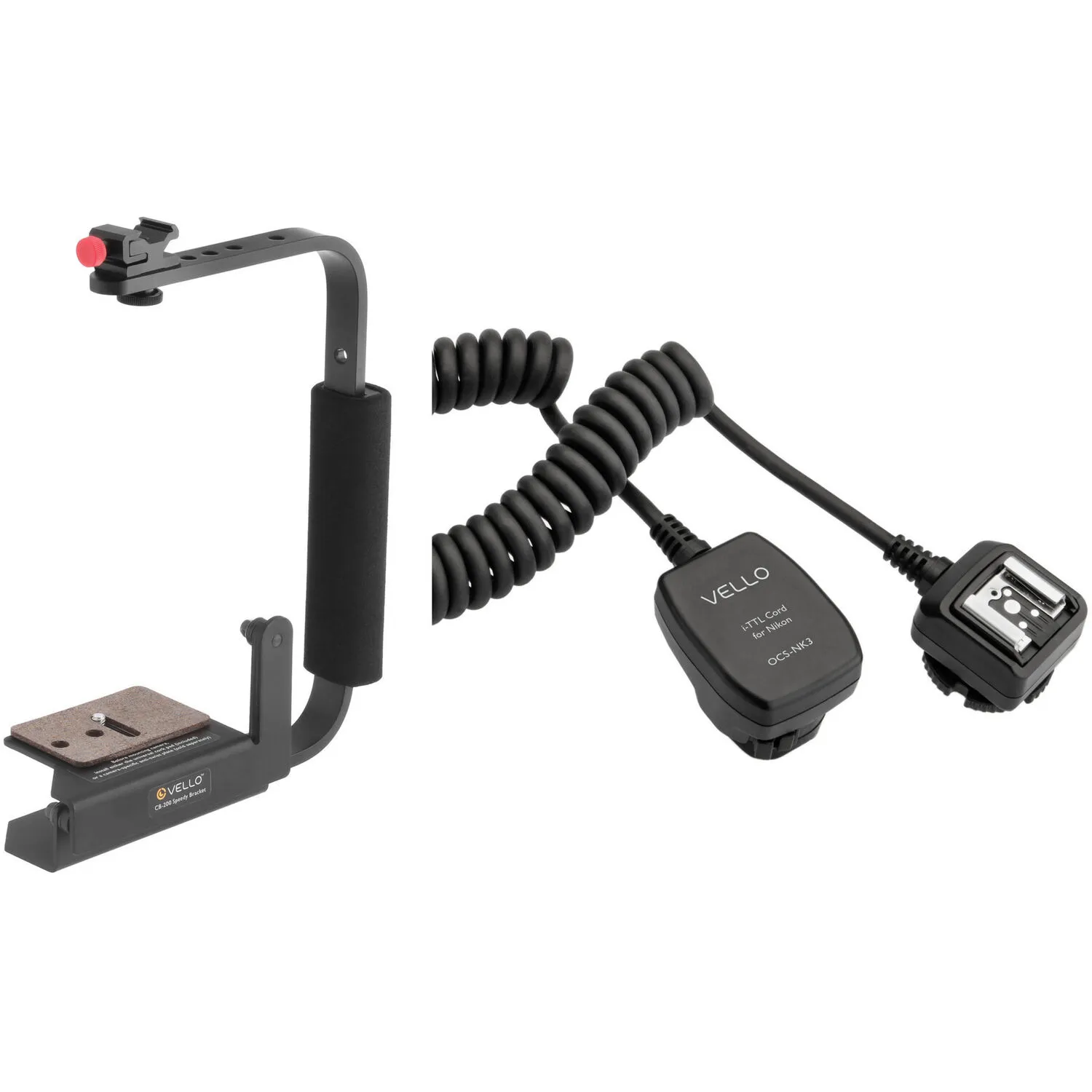 Vello Speedy Camera Rotating Flash Bracket &amp; 3' TTL Flash Cord for Nikon Kit