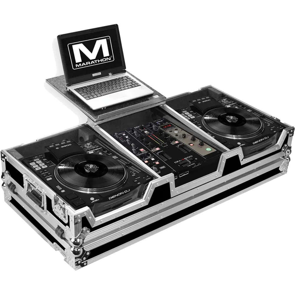 Marathon Case for 2 Large Format CD Players and 10" Mixer (with Laptop Shelf)