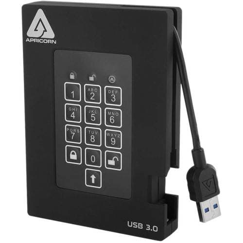 Apricorn 2TB Aegis Fortress FIPS 140-2 Level 2 Secure USB 3.2 Gen 1 Portable Hard Drive