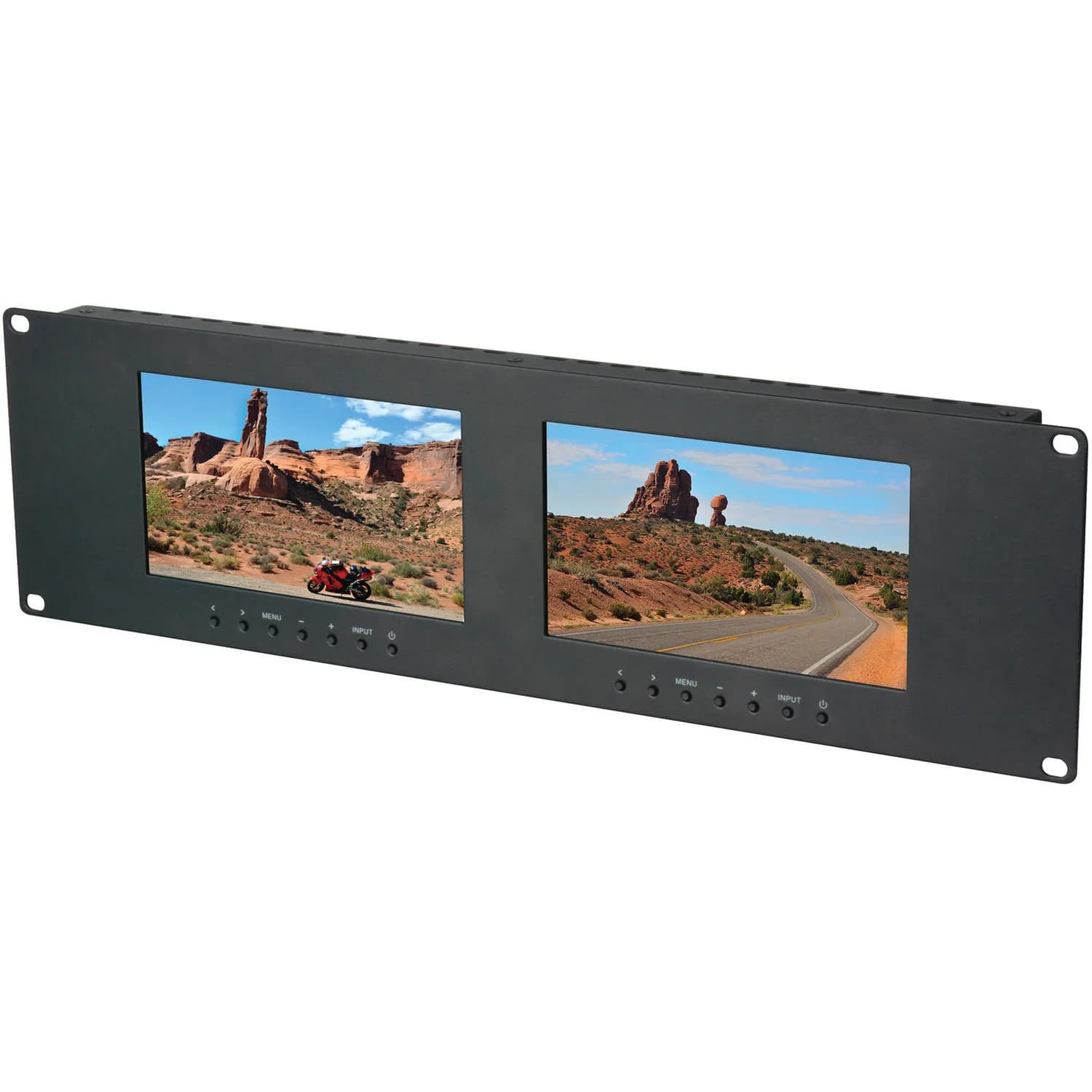 Delvcam Dual 7" 3 RU VGA, DVI, &amp; Composite LCD Video Monitor