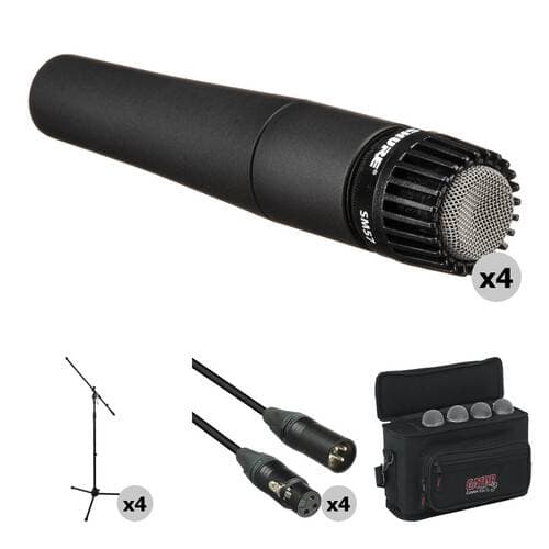 Shure SM57-LC Quad Pack with Cables and Stands Kit