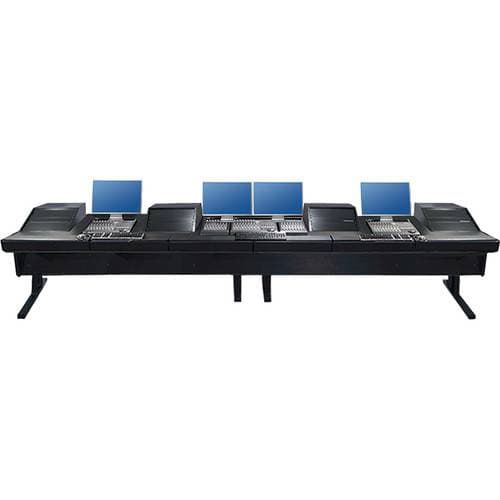 Argosy V4RGE Universal Workstation Desk with Four VR1003 10U Front, 3U Rear Module (Black, 179")