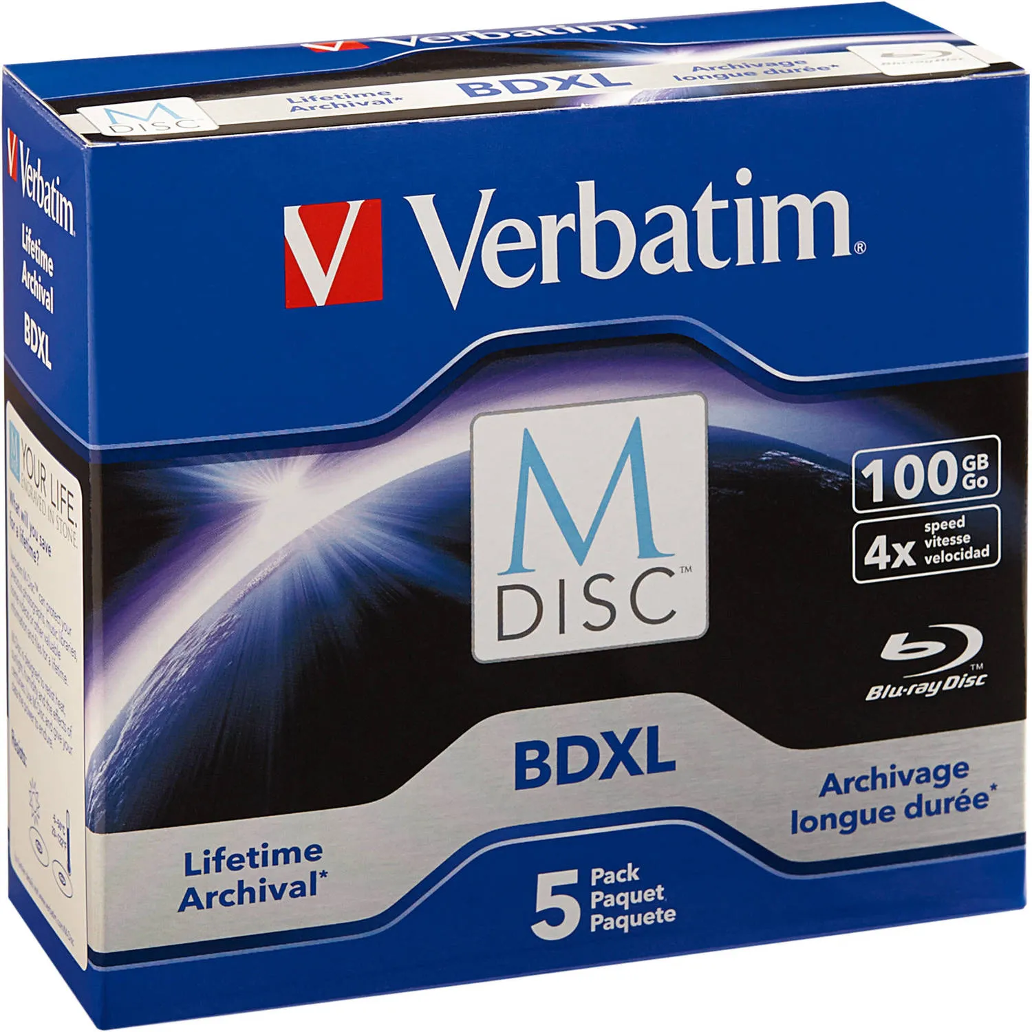 Verbatim M DISC BDXL 100GB 6x Blu-ray Discs (Jewel Case, 5-Pack)