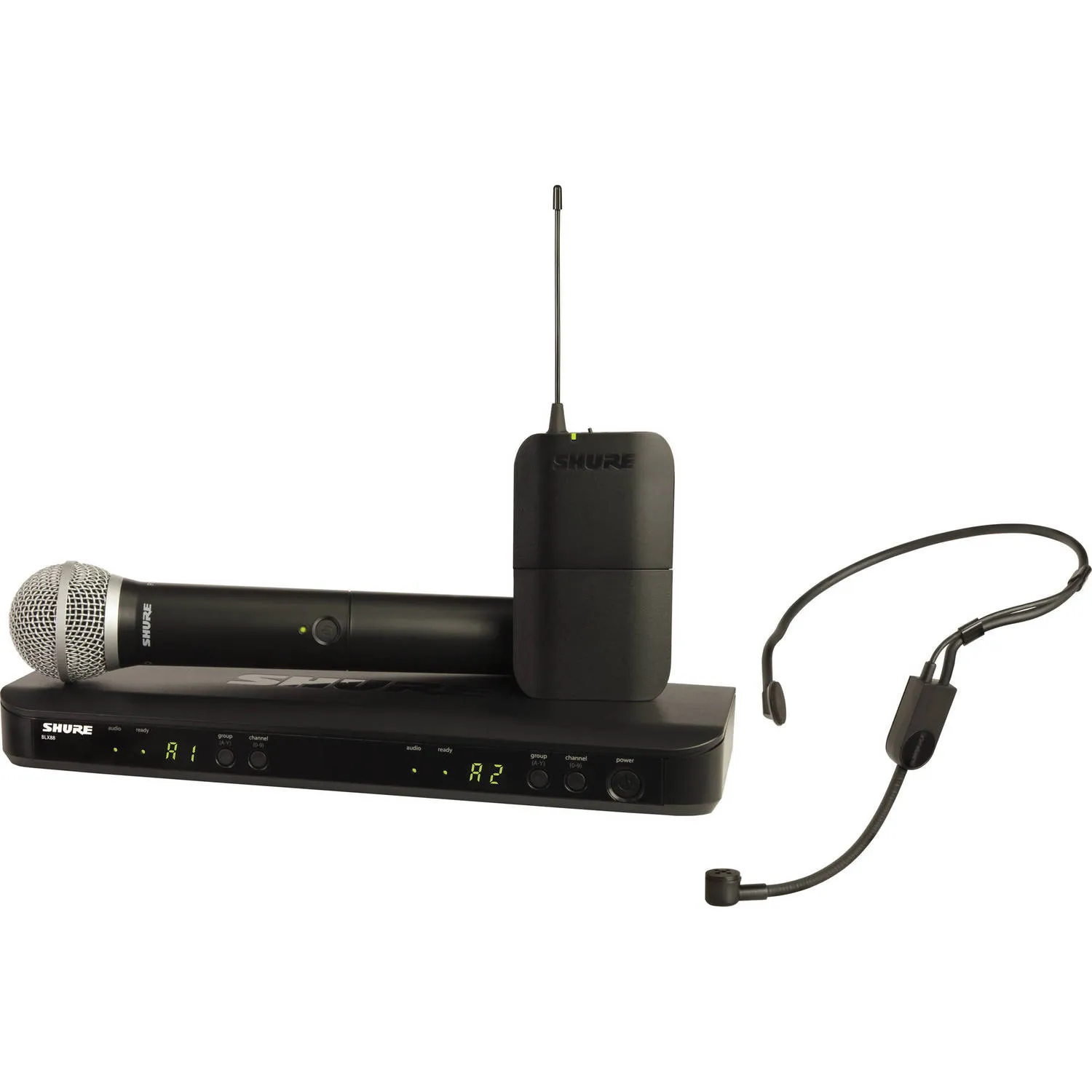 Shure BLX1288/PGA31 Dual-Channel Wireless Combo Headset &amp; Handheld Microphone System (H9: 512 - 542 MHz)