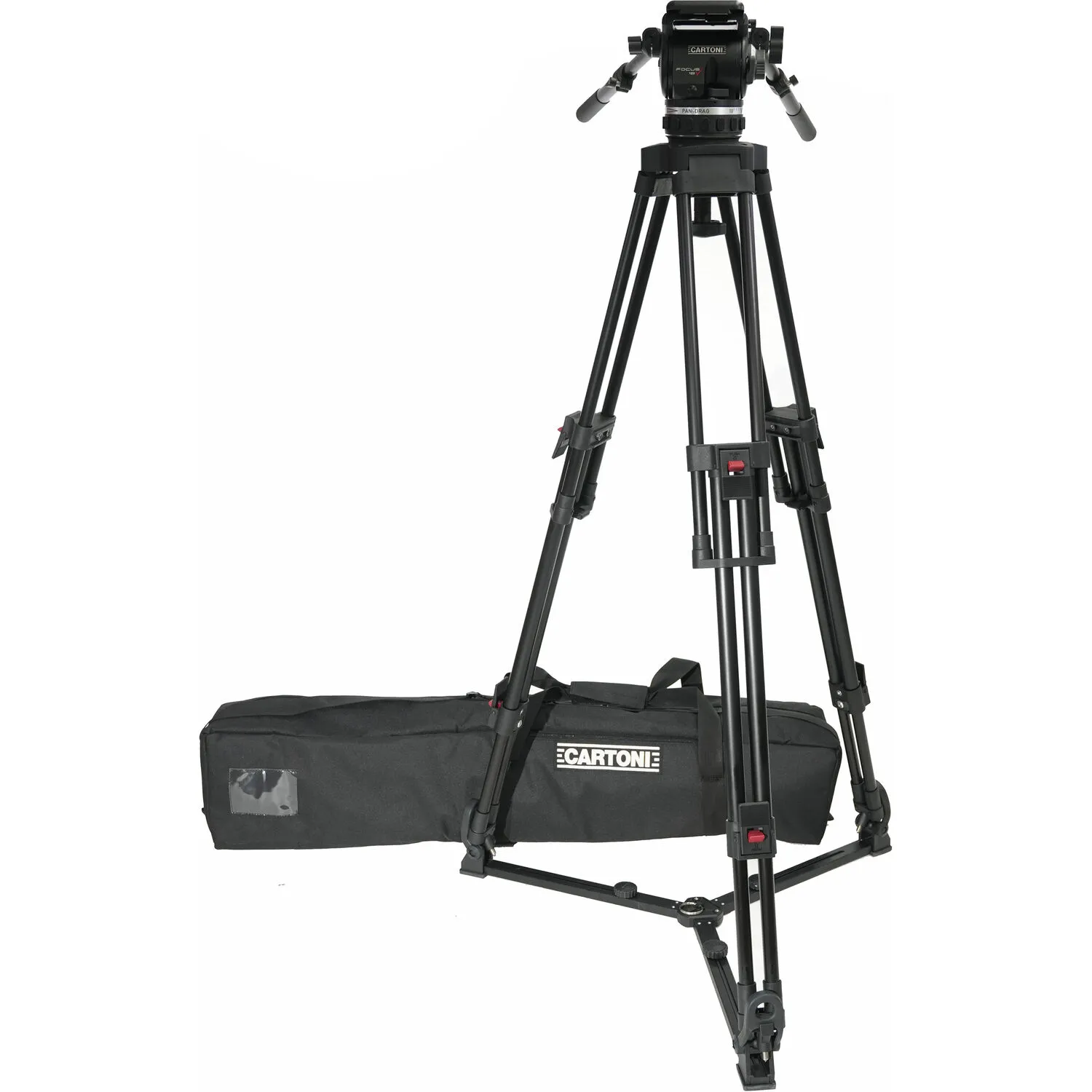 Cartoni Focus 18 Fluid Head with H602 Tripod Legs, Ground Spreader and 2nd Pan Bar (100mm)