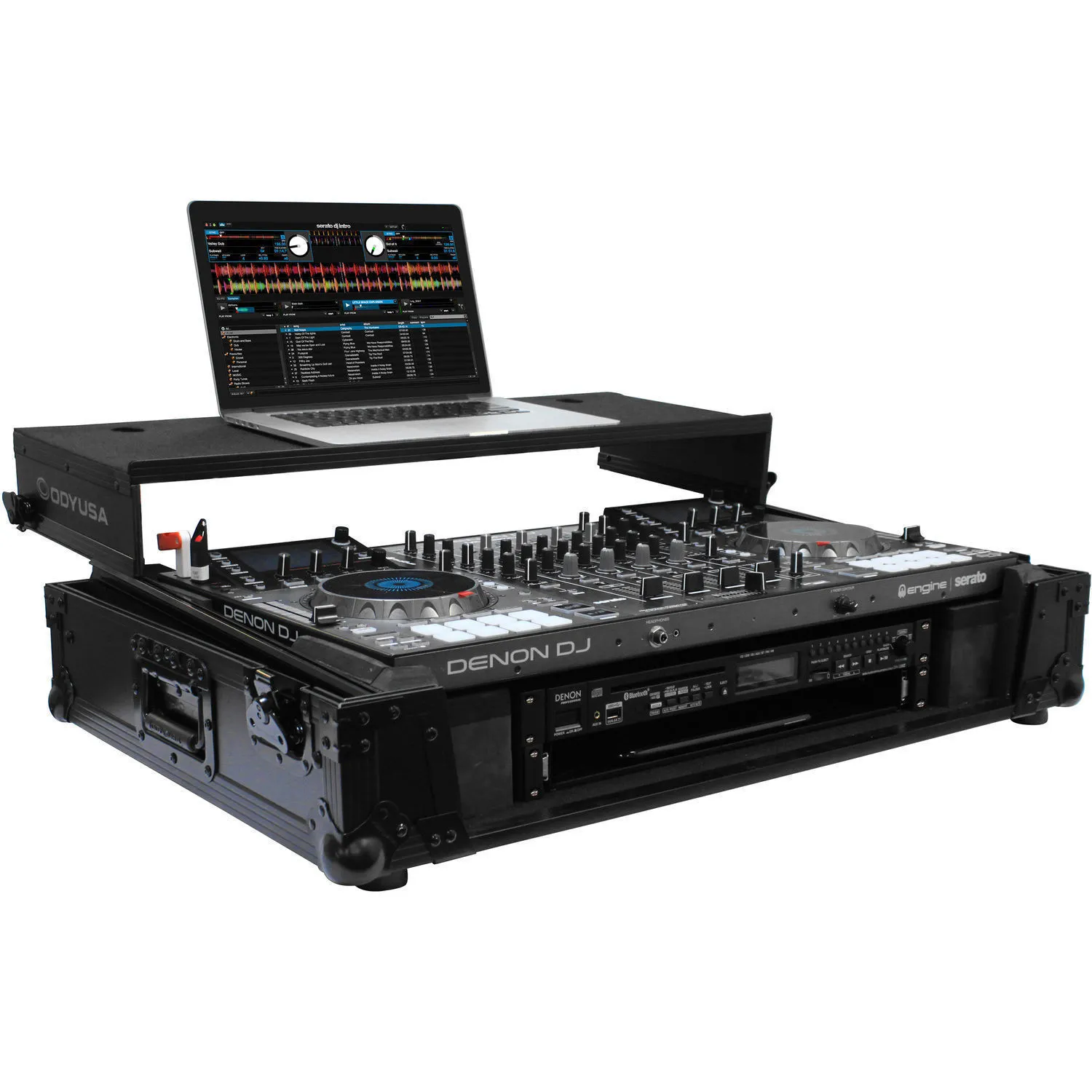 Odyssey Denon MCX8000 DJ Controller Black Label Glide Style Case with Lower 19" 2U Rack Space (Black)