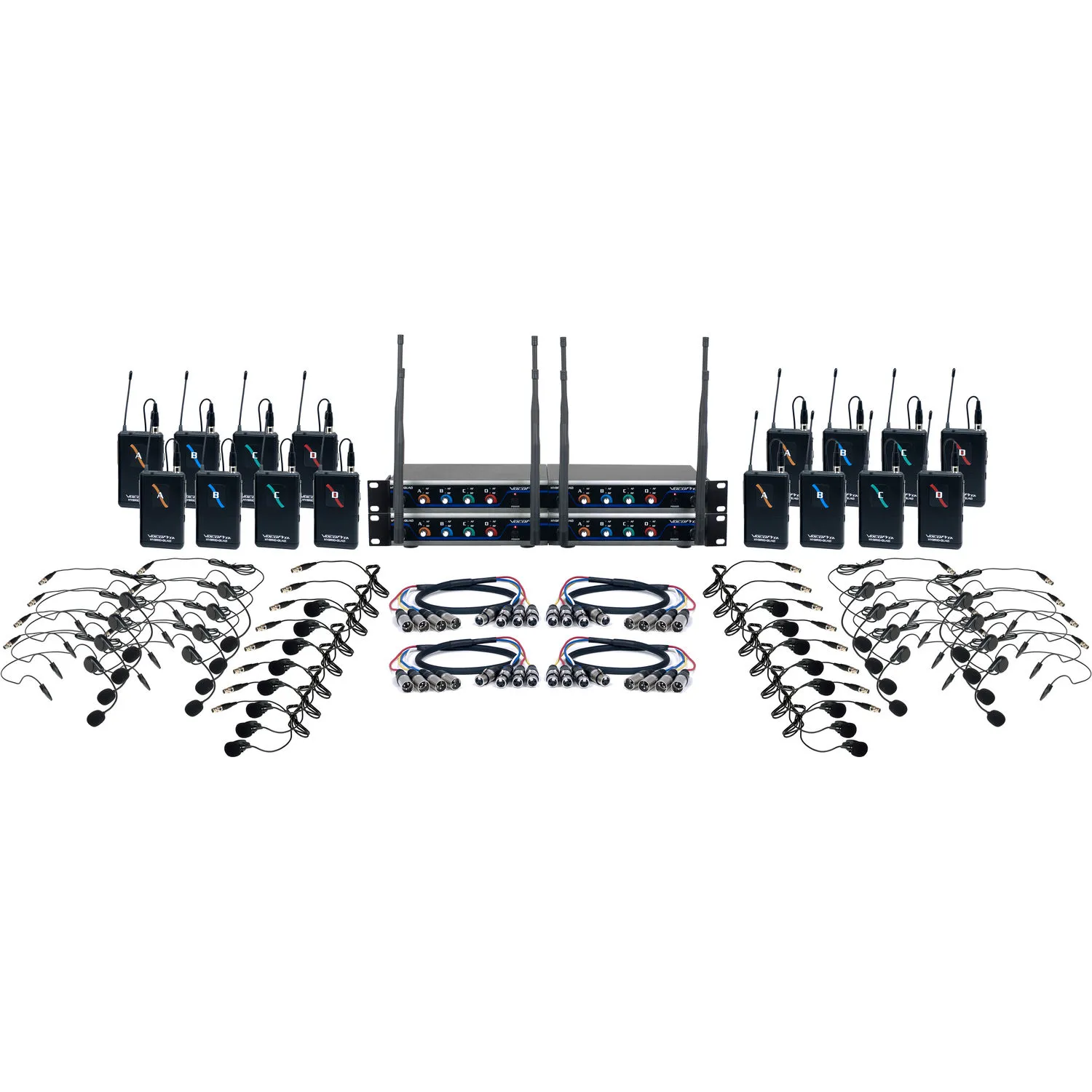 VocoPro Digital-Play-16 Sixteen-Channel Digital Wireless System with Headsets &amp; Lavalier Mics