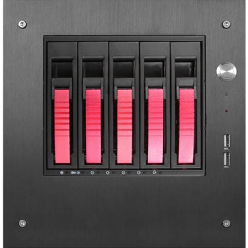 iStarUSA S-35-B5SA Compact Stylish 5x 3.5" Hotswap mini-ITX Tower (Red HDD Handles)