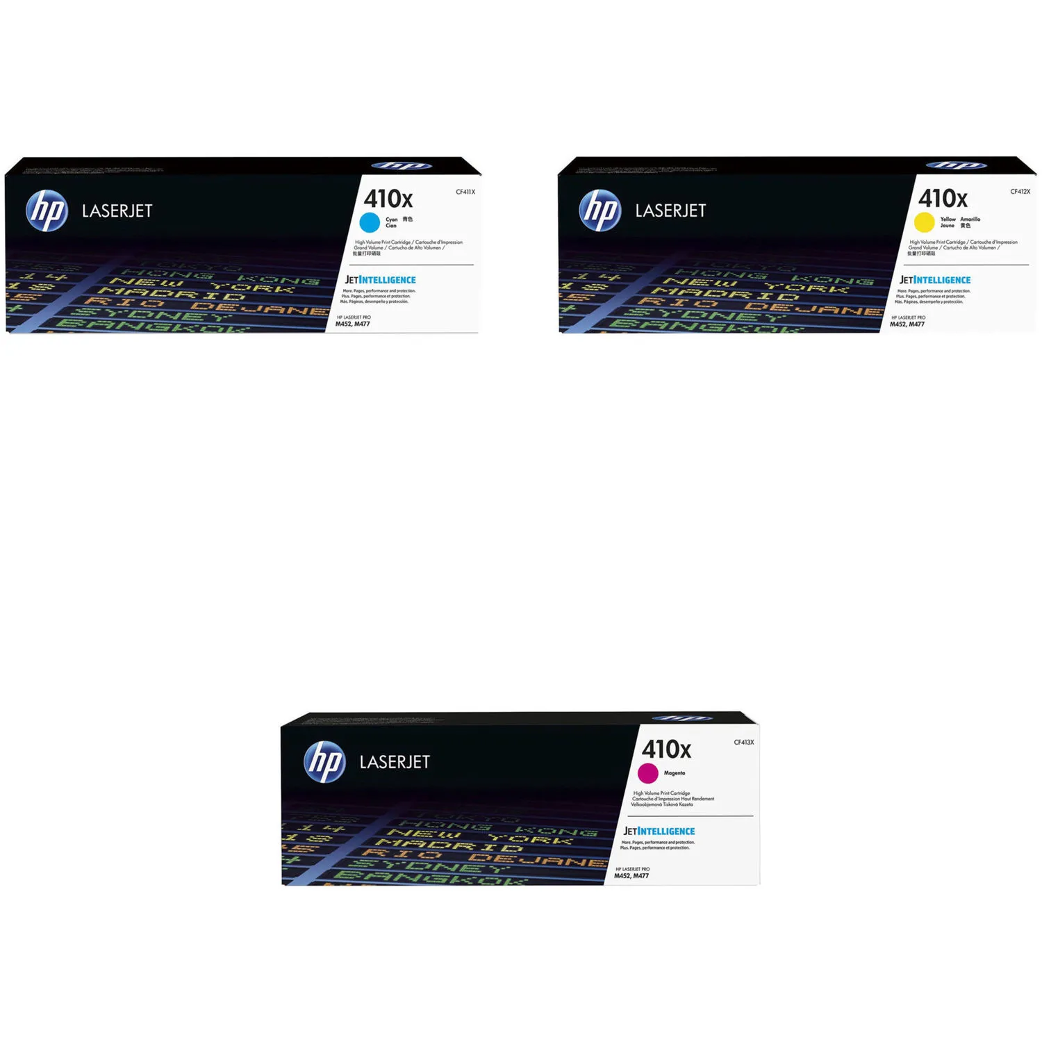 HP 410X High Yield LaserJet Toner Cartridge Kit (Cyan, Yellow, Magenta)