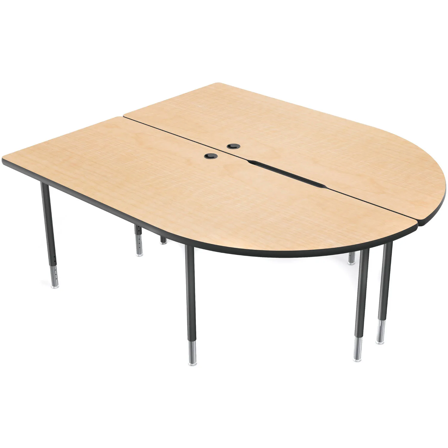 Balt MediaSpace Multimedia &amp; Collaboration Table (Large&nbsp;Double, Fusion Maple Laminate, Black Edge, Black Legs)