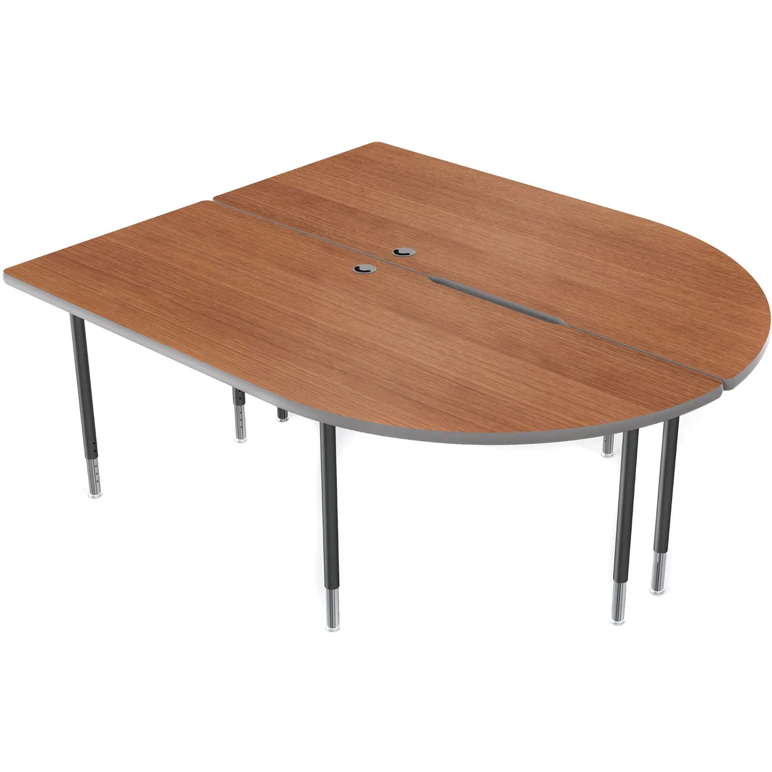 Balt MediaSpace Multimedia &amp; Collaboration Table (Large&nbsp;Double, Amber Cherry Laminate, Platinum Edge, Black Legs)