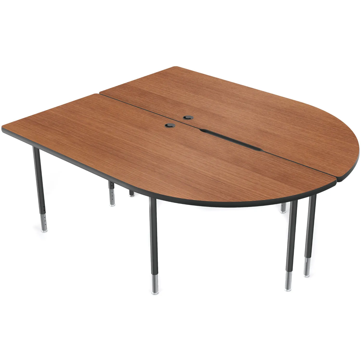 Balt MediaSpace Multimedia &amp; Collaboration Table (Large&nbsp;Double, Amber Cherry Laminate, Black Edge, Black Legs)
