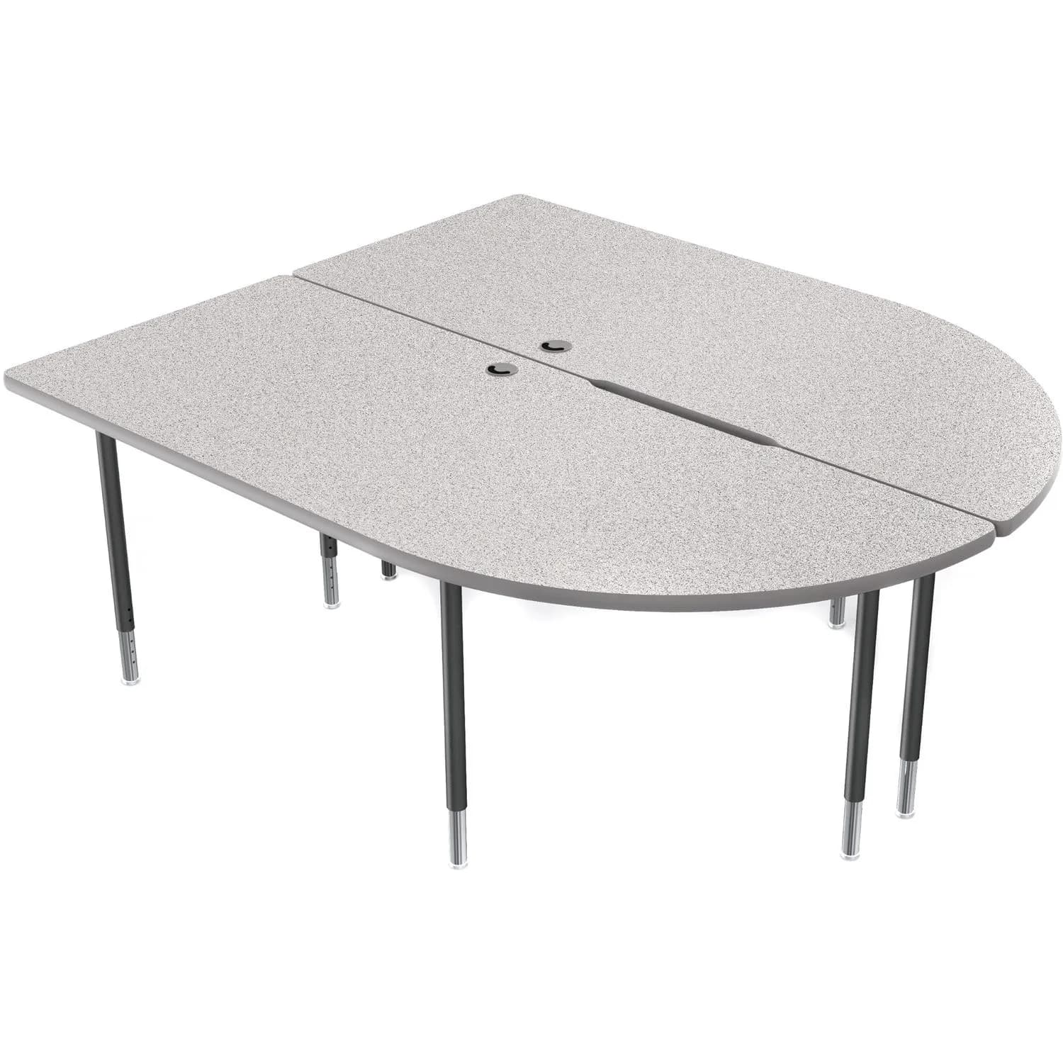 Balt MediaSpace Multimedia &amp; Collaboration Table (Large&nbsp;Double, Gray Nebula Laminate, Platinum Edge, Black Legs)