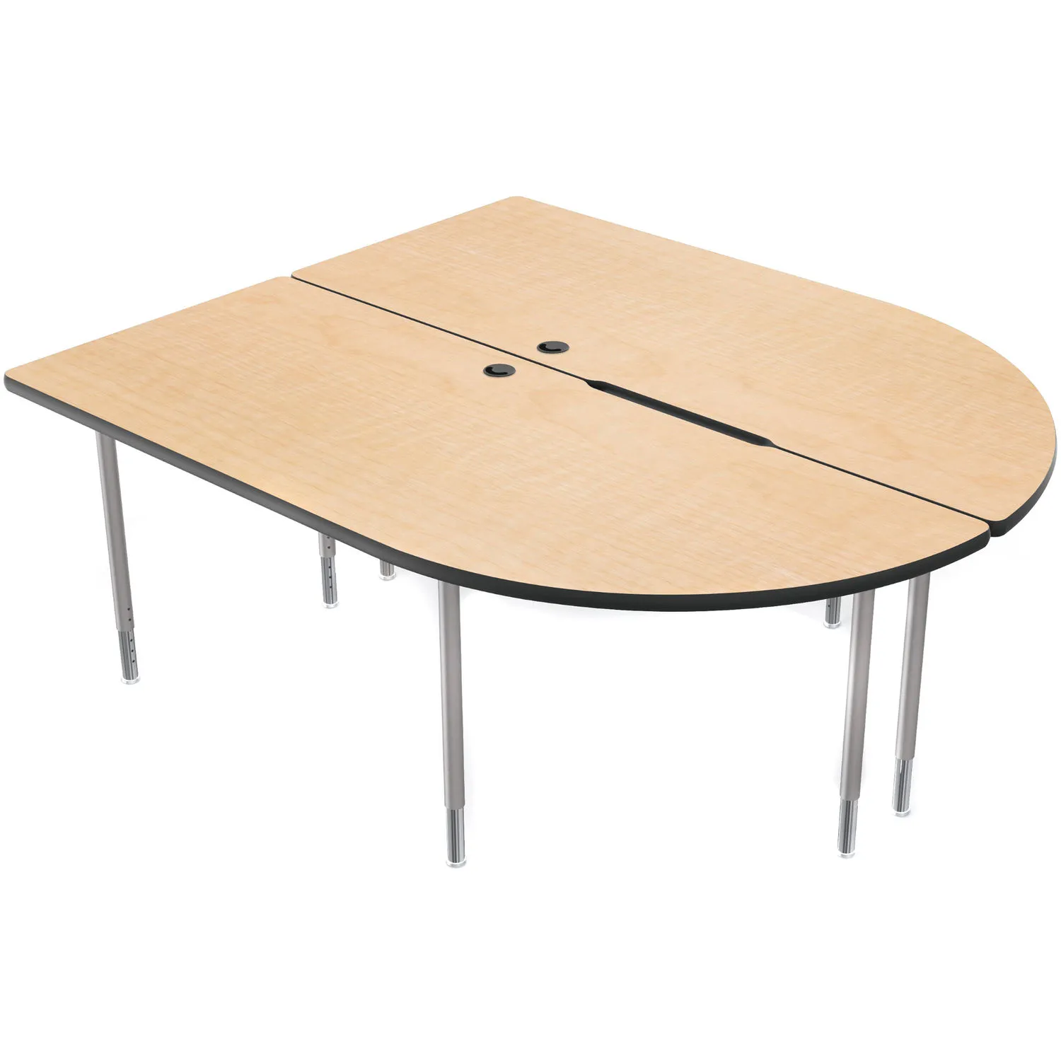 Balt MediaSpace Multimedia &amp; Collaboration Table (Large&nbsp;Double, Fusion Maple Laminate, Black Edge, Platinum Legs)
