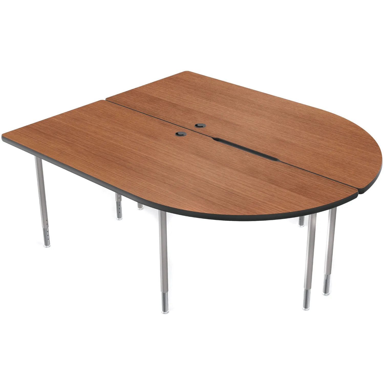 Balt MediaSpace Multimedia &amp; Collaboration Table (Large&nbsp;Double, Amber Cherry Laminate, Black Edge, Platinum Legs)