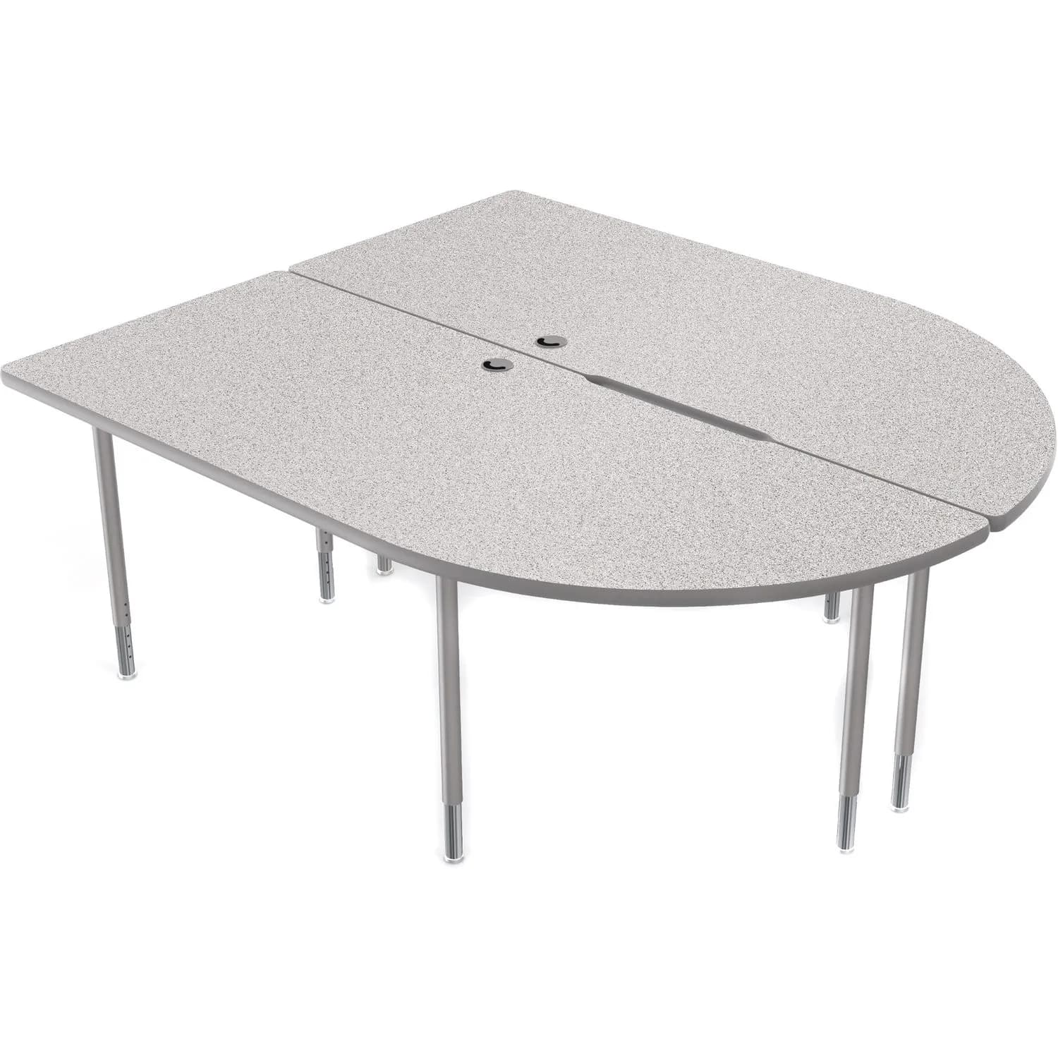 Balt MediaSpace Multimedia &amp; Collaboration Table (Large&nbsp;Double, Gray Nebula Laminate, Platinum Edge, Platinum Legs)