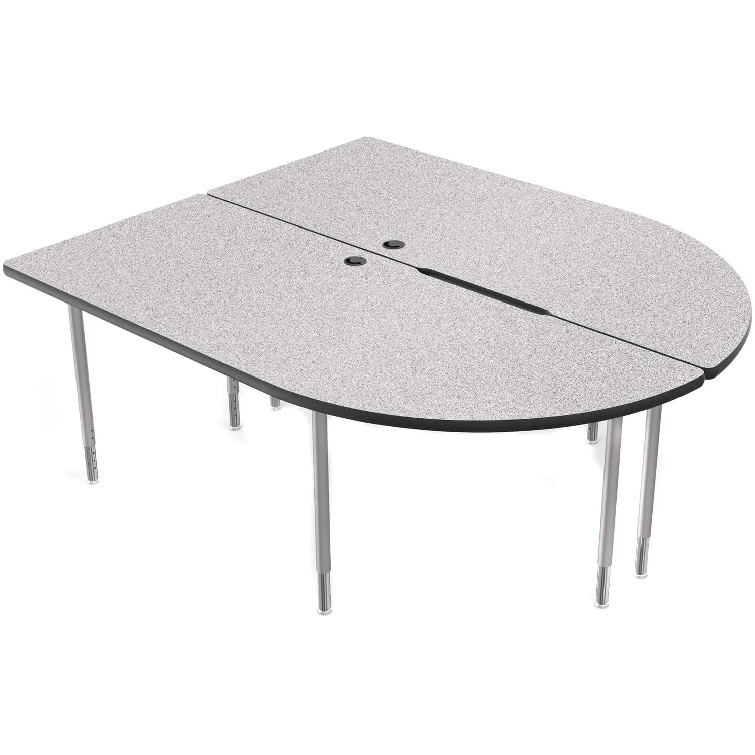 Balt MediaSpace Multimedia &amp; Collaboration Table (Large&nbsp;Double, Gray Nebula Laminate, Black Edge, Platinum Legs)