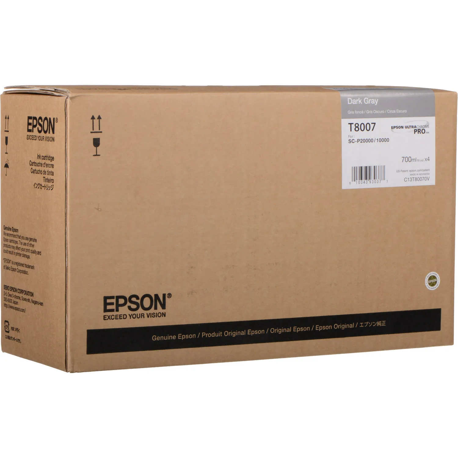 Epson T800700 UltraChrome PRO Dark Gray Ink Cartridges (700mL, 4-Pack)