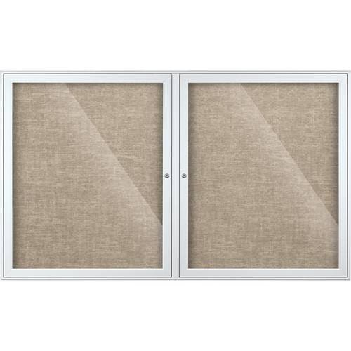 Best Rite Indoor Enclosed Two-Door Bulletin Board Cabinet (3x5', Gray Vinyl)