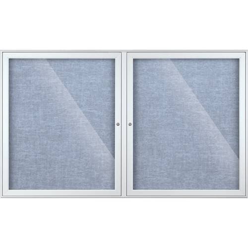 Best Rite Indoor Enclosed Two-Door Bulletin Board Cabinet (3x5', Pacific Blue Vinyl)