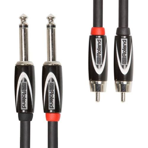Roland Black Series Dual 1/4" TS to Dual RCA Cable (15')