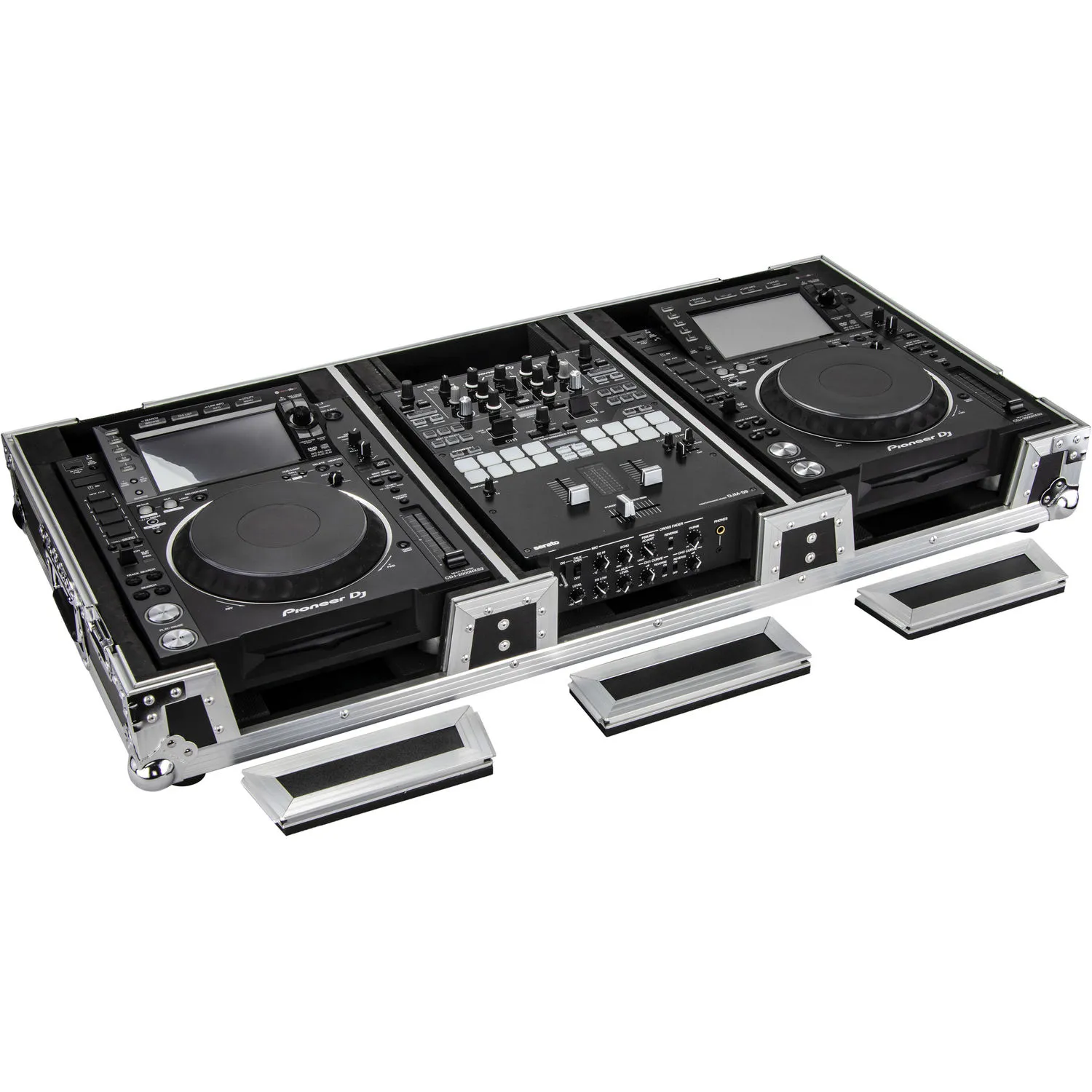 Odyssey Coffin Coffin Flight Case for 10" DJ Mixer and Two Large-Format Media Players (Black &amp; Silver)