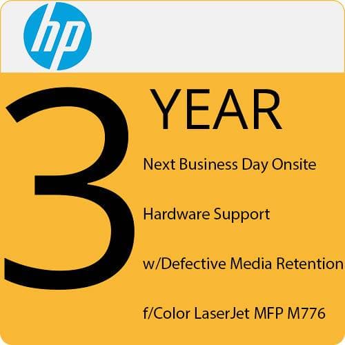 HP 3-Year Next Business Day Onsite Service with Defective Media Retention for Color LaserJet MFP M776 Printers