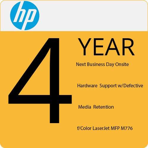 HP 4-Year Next Business Day Onsite Service with Defective Media Retention for Color LaserJet MFP M776 Printers