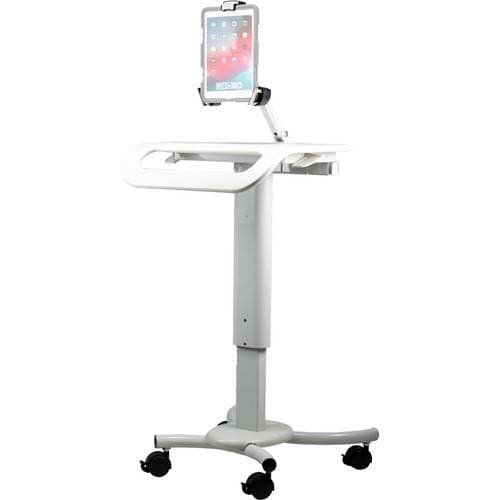 CTA Digital Height-Adjustable Rolling Security Workstation Cart for 7 to 14" Tablets
