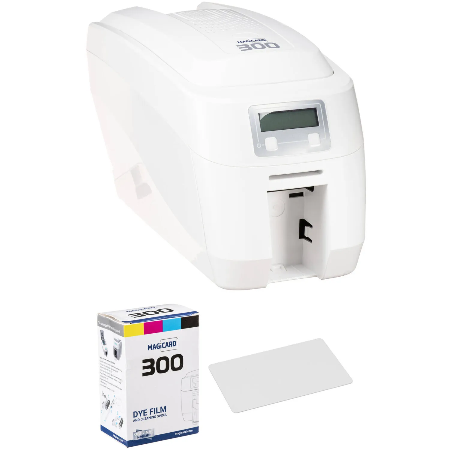 Magicard 300 Duo Double-Sided ID Card Printer Kit with 300-Shot Color Film &amp; 500 PVC Cards