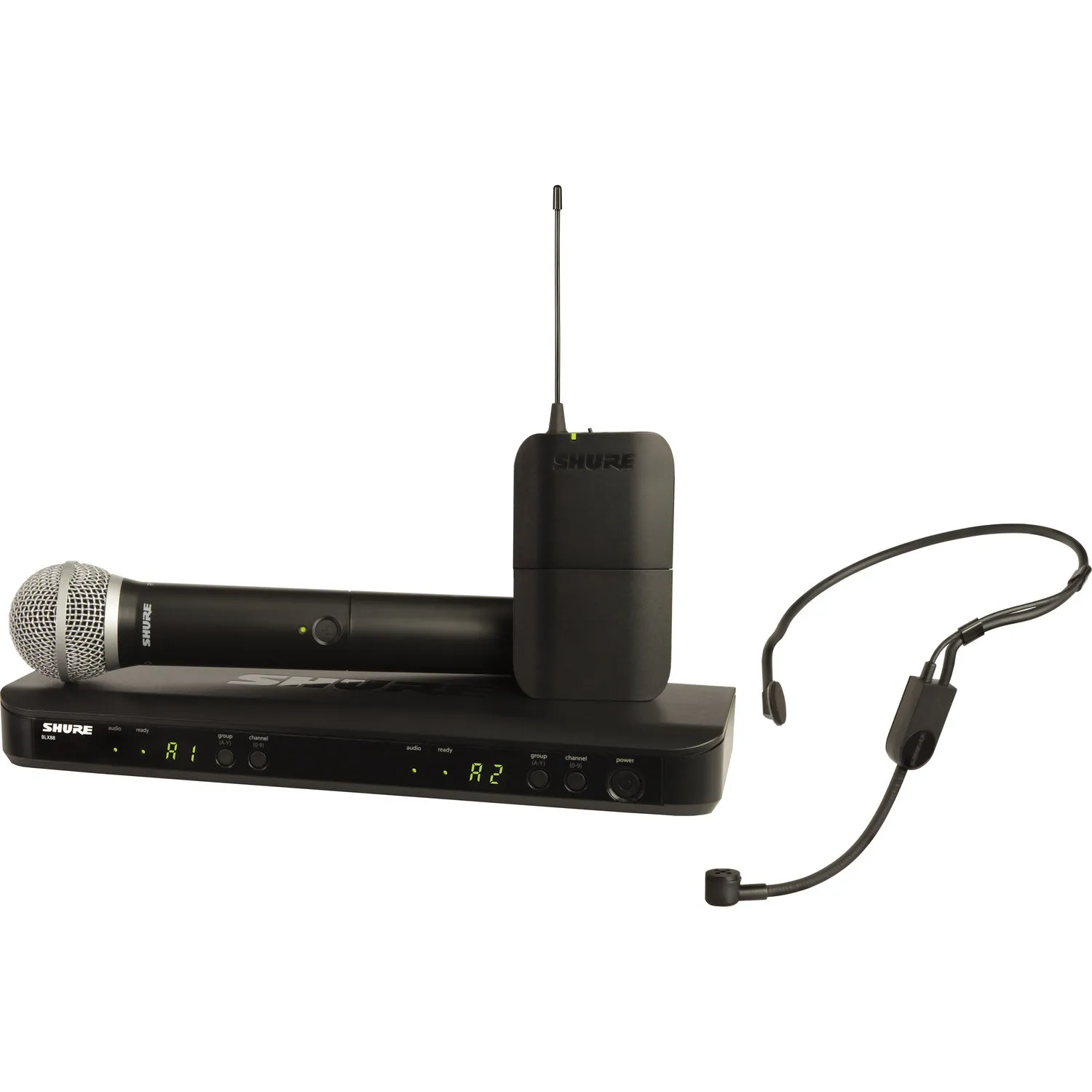 Shure BLX1288/PGA31 Dual-Channel Wireless Combo Headset &amp; Handheld Microphone System (J11: 596 to 616 MHz)