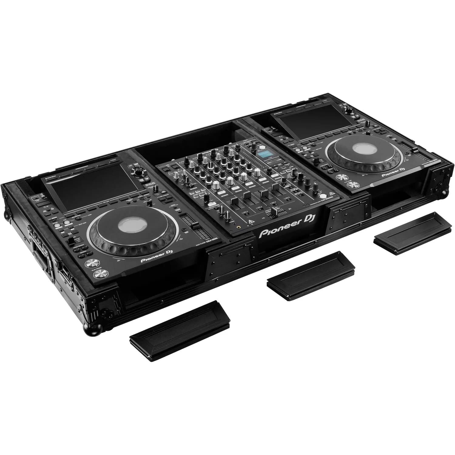 Odyssey Black Label Extra-Deep Coffin Flight Case for 12" DJ Mixer and Two Large-Format Media Players (All Black)