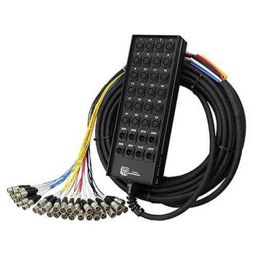 Pro Co Sound RoadMaster Snake 32 Channel Stagebox to Fanout (24x Send + 8x XLR Male Return) - 100'