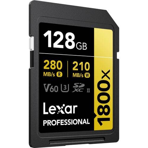 Lexar 128GB Professional 1800x UHS-II SDXC Memory Card (GOLD Series)