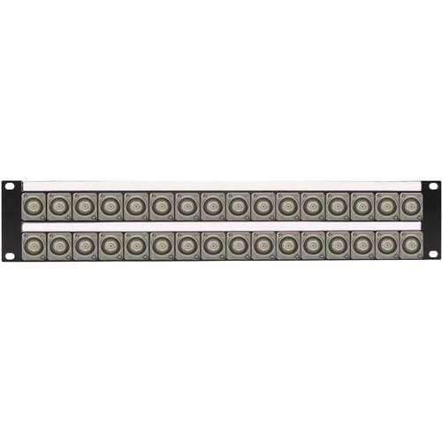 My Custom Shop 32-Port 4K/8K 12G-SDI Feed-Through BNC Patch Panel with Rear Lacing Bar (2 RU)