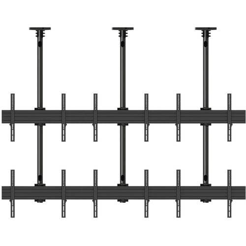 Mount-It! PRO 12-Screen Three-Pole Ceiling Mount (2 Top-to-Bottom, 3 Back-to-Back)
