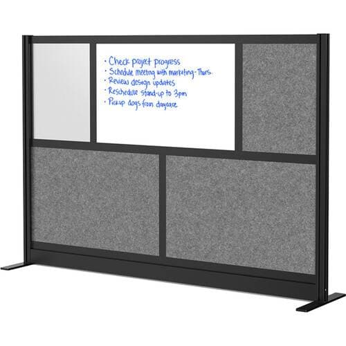 Luxor Modular Room Divider Starter Wall with Whiteboard (70 x 48", Black)