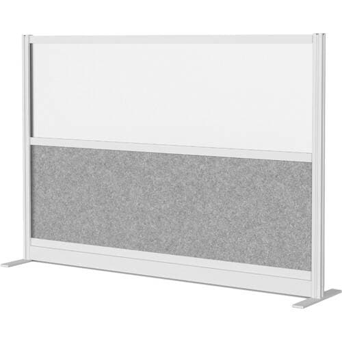Luxor Modular Room Divider Starter Wall (70" x 48", Silver, Wide Paneling)