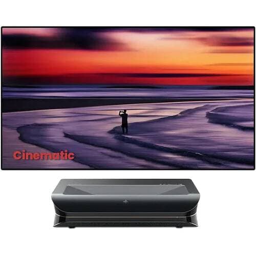 AWOL Vision LTV-3500 Pro 3000-Lumen XPR 4K RGB Laser Projector with ALR-C120 Fixed Frame Screen