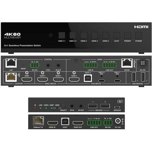 DVDO Seamless Presentation Switcher/Scaler/Extender Kit with USB-C &amp; HDMI Inputs &amp; Dante