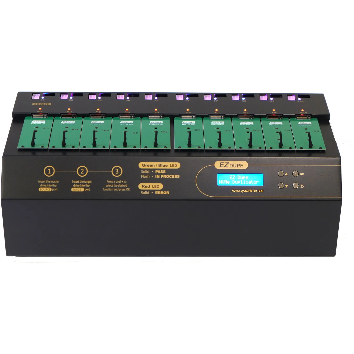 EZ Dupe 9-Copy PCIe/M.2 NVMe/M.2 SATA/SATA HDD/SSD Duplicator-300MB/s