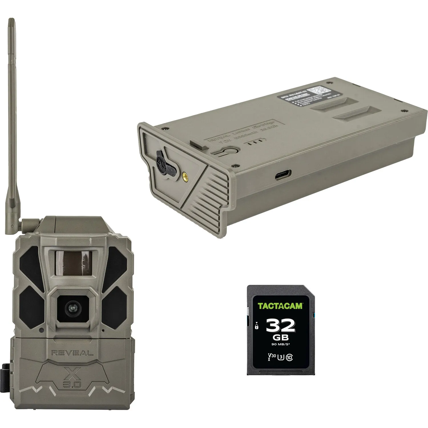 TACTACAM REVEAL X 3.0 Cellular Trail Camera with Battery Pack &amp; SD Card Bundle