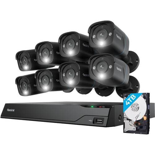 Reolink NVS16-8MB8-B 16-Channel 8MP NVR with 4TB HDD &amp; Eight 8MP Bullet Cameras (Black)