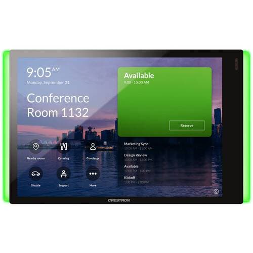 Crestron TSS-770-T-B-S-LB 7" Touchscreen Room Scheduling Monitor with Light Bar Kit for Microsoft Teams (Black)