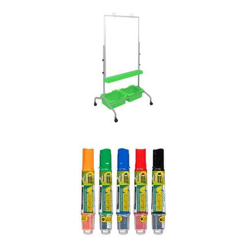 Luxor Classroom Double-Sided Magnetic Whiteboard &amp; Assorted PILOT V Marker Kit
