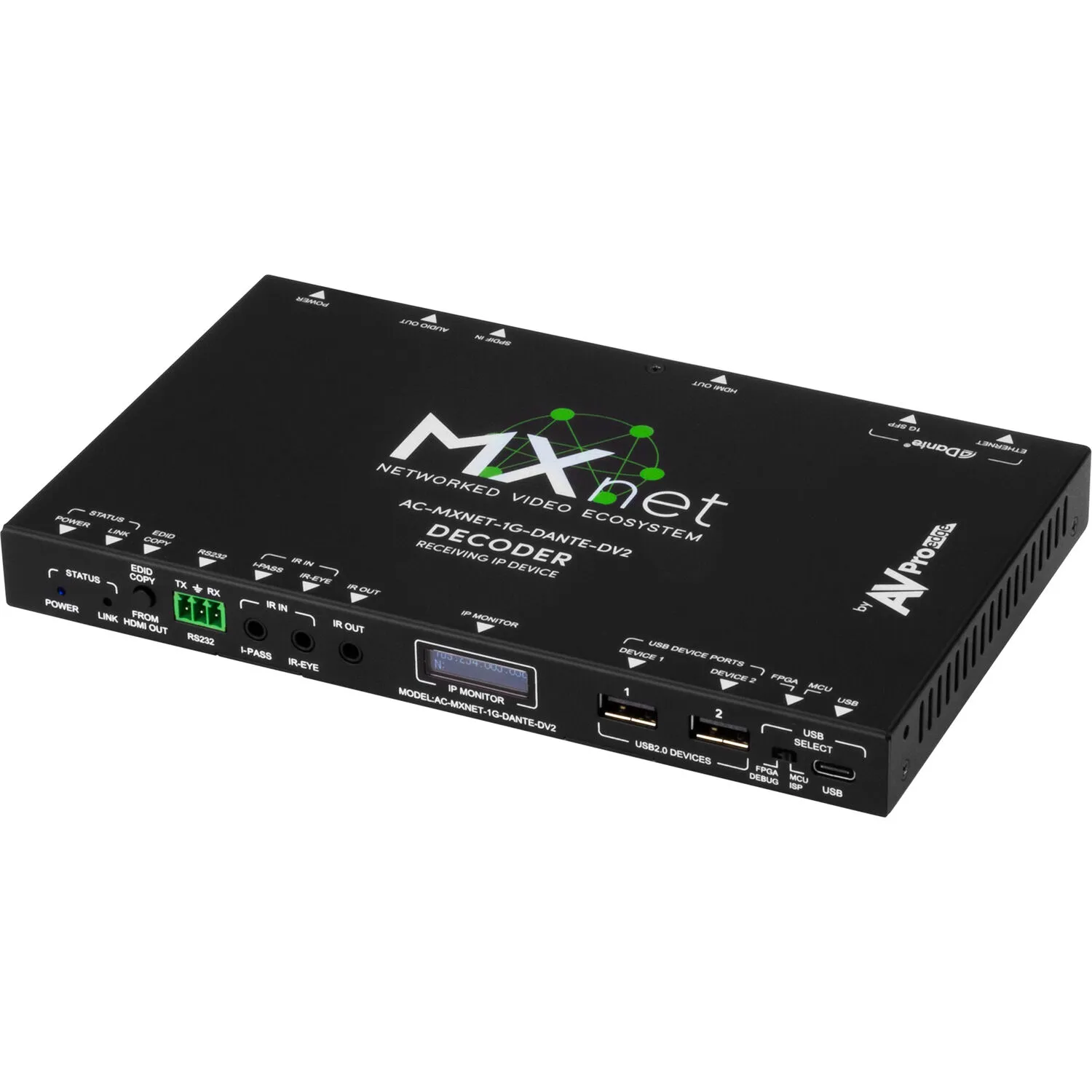 AVPro Edge MXNet 1G Evolution II Dante Decoder (TAA Compliant)