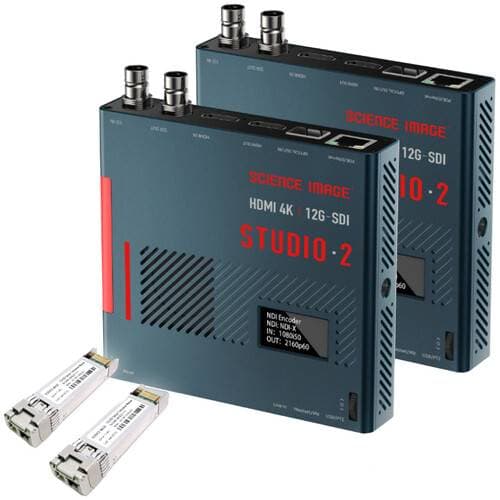 SCIENCE IMAGE Two Studio 2 NDI Bidirectional Converters and 12G-SDI Fiber SFP Modules Bundle