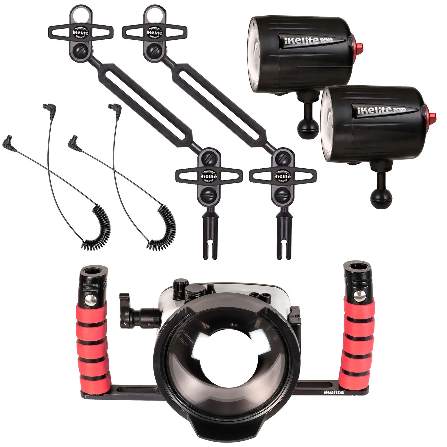 Ikelite Underwater Housing for OM System Tough TG-6 &amp; TG-7 with Ecko Strobes Wide Angle Kit