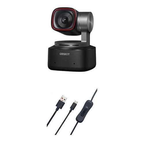 OBSBOT Tiny 2 AI-Powered PTZ 4K Webcam with On/Off Switch Power Cable Kit