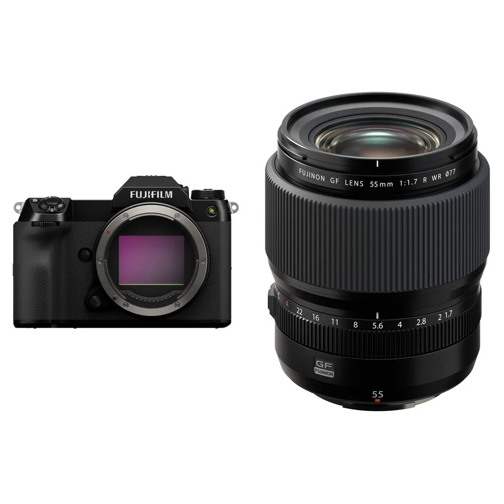 FUJIFILM GFX 100S II Medium Format Mirrorless Camera with 55mm f/1.7 Lens Kit